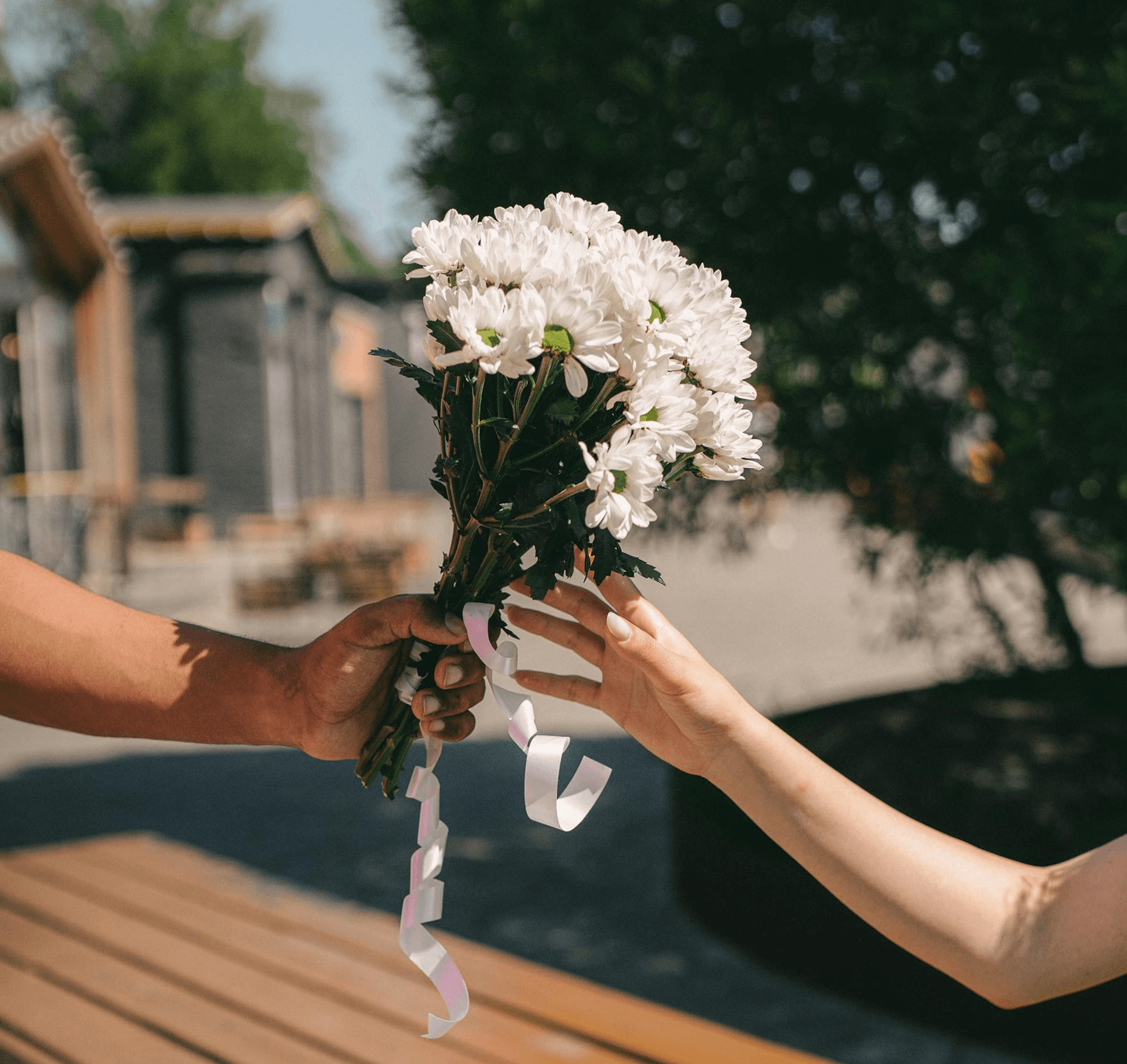 Wrapped flower bouquet